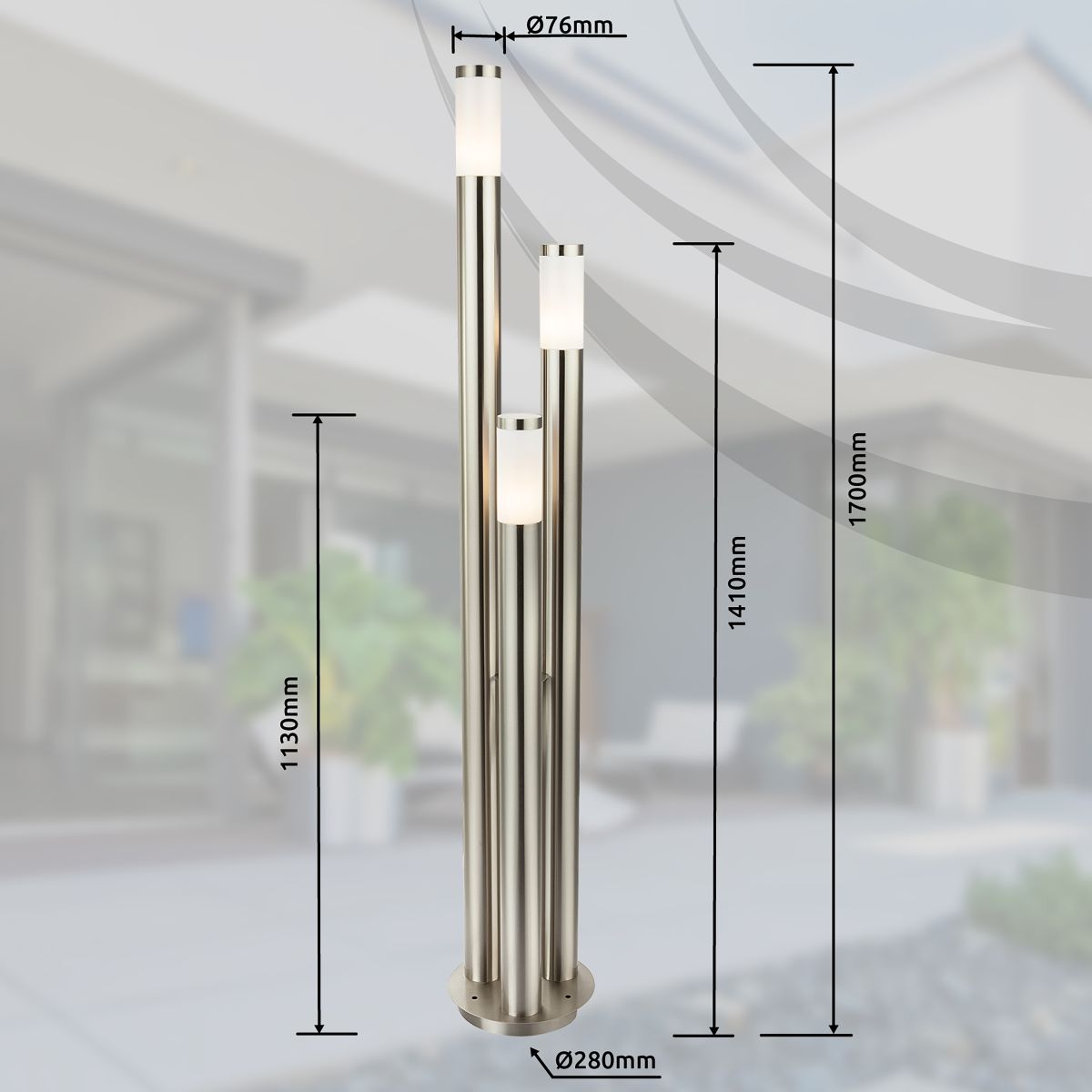 Pylväsvalaisin Globo Boston 3-os 170 cm Opaali
