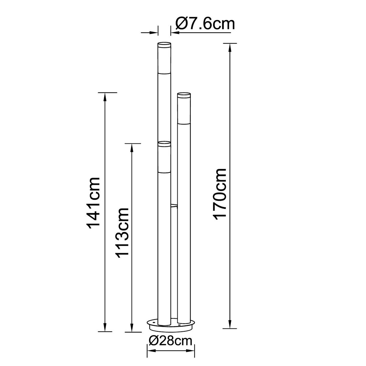 Pylväsvalaisin Globo Boston 3-os 170 cm Opaali