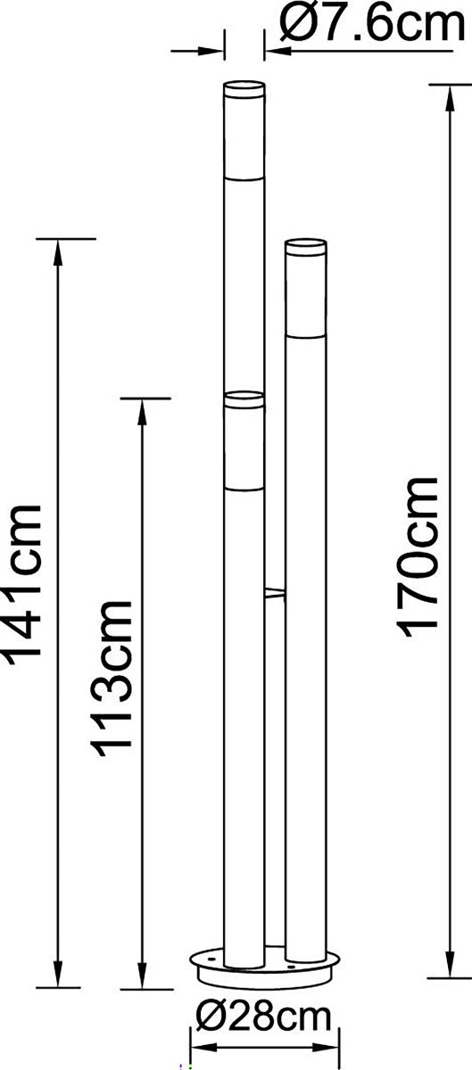 Pylväsvalaisin Globo Boston 3-os 170 cm Antrasiitti