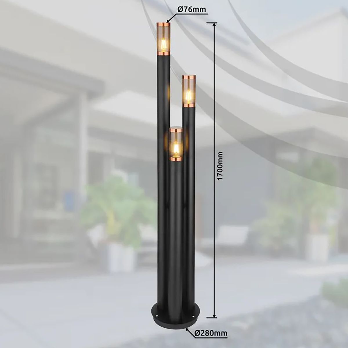 Pylväsvalaisin Globo Boston 3-os 170 cm Musta