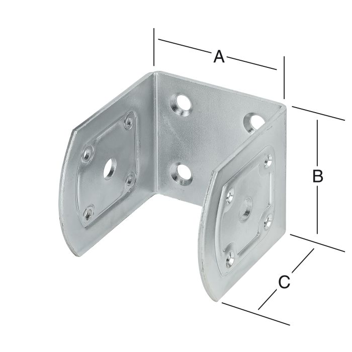 Väliseinän pidike 71 x 70 x 80 mm sinkitty