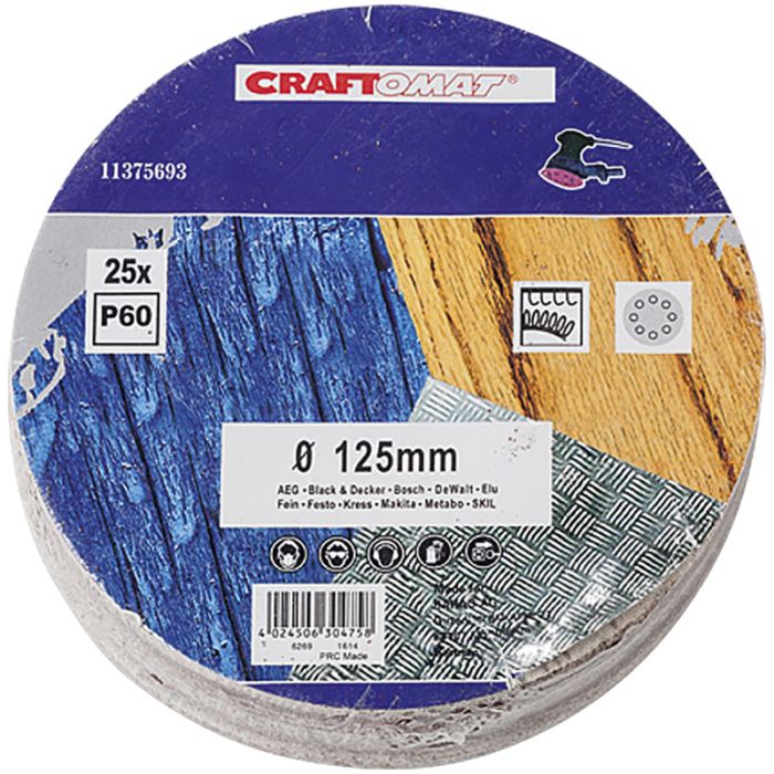Hiomapaperi Craftomat 125 mm K60 25 kpl