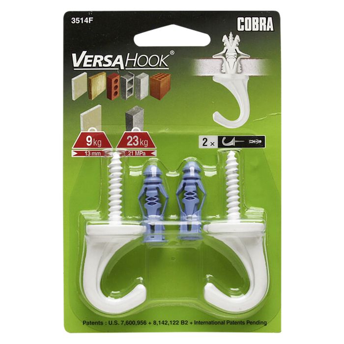 Kipsilevykoukku Cobra Versa valkoinen 2 kpl/pkt