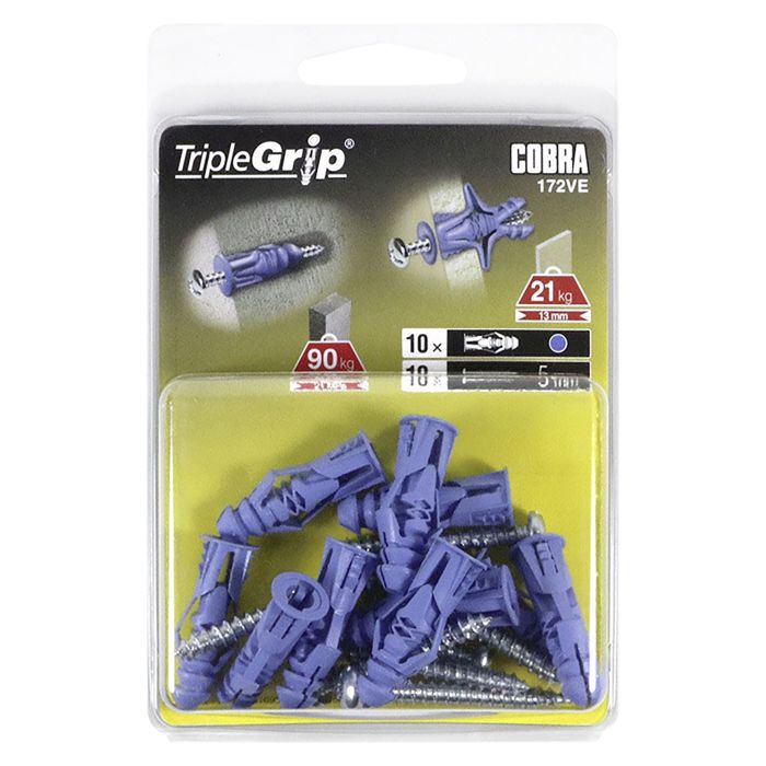 Naula-ankkuri Cobra TripleGrip 172VE 10 kpl/pkt