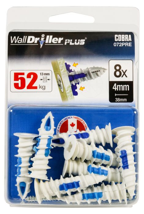 Kipsilevytulppa Cobra WallDriller Plus 4 mm 8 kpl