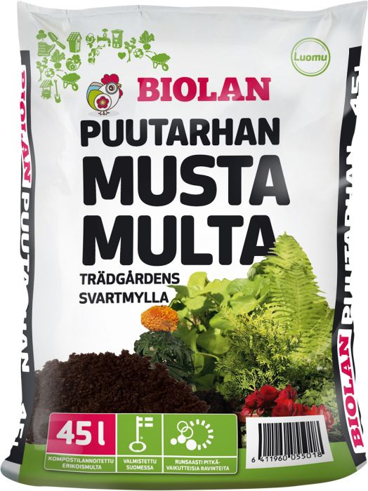 10 kpl Puutarhan Musta Multa Biolan 45 l