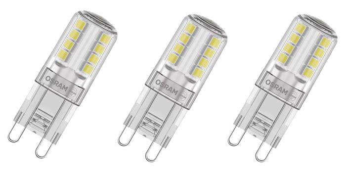 LED-lamppu Osram Base PIN 30 G9 2,6W 2700K 230V G9 3 kpl/pkt