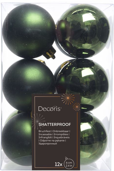 Joulupallolajitelma 6 cm 12 kpl havunvihreä