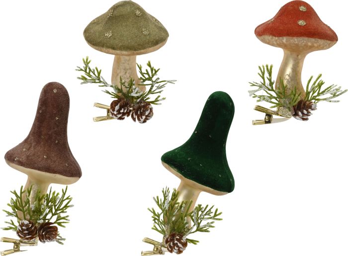 Joulukoriste sieni klipsillä 7 cm lajitelma