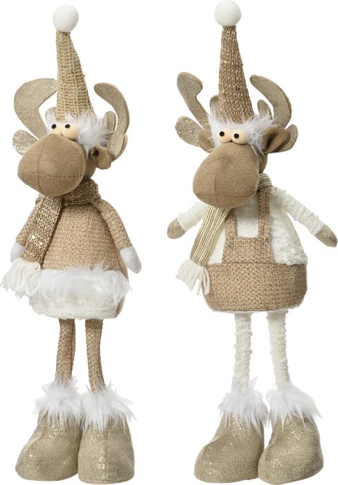 Joulukoriste poro seisova 50 cm beigevalkoinen lajitelma