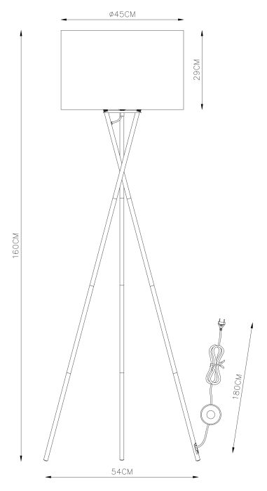 Lattiavalaisin Globo Gustav 1-os 160 cm Musta