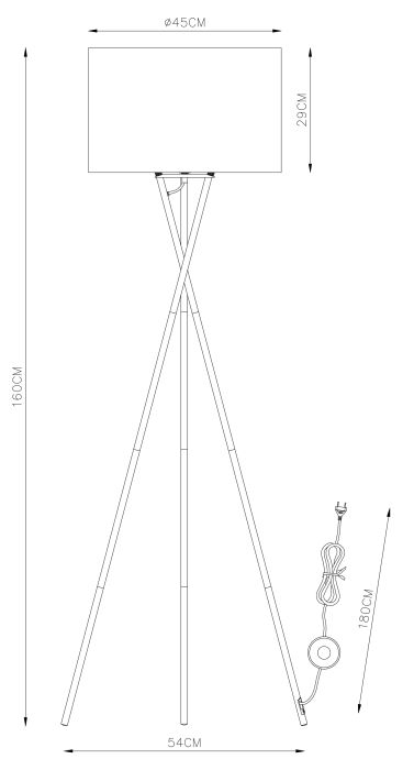 Lattiavalaisin Globo Gustav 1-os 160 cm Harmaa