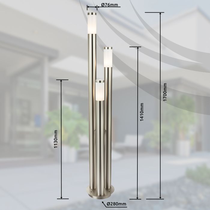 Pylväsvalaisin Globo Boston 3-os 170 cm Opaali