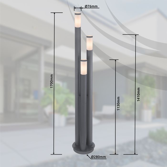 Pylväsvalaisin Globo Boston 3-os 170 cm Antrasiitti