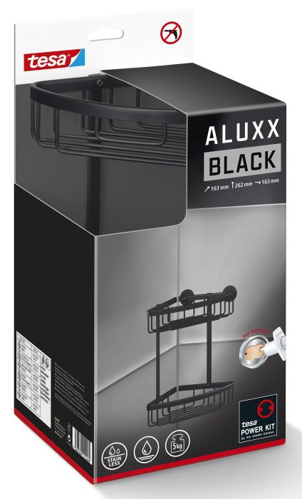 Kulmasuihkukori tesa® Aluxx Musta