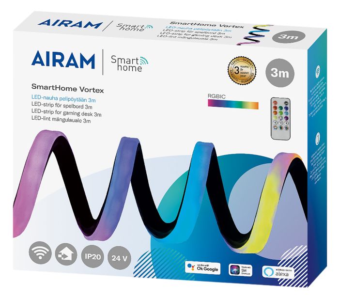 LED-valonauha Airam SmartHome Vortex RGBIC 3 m