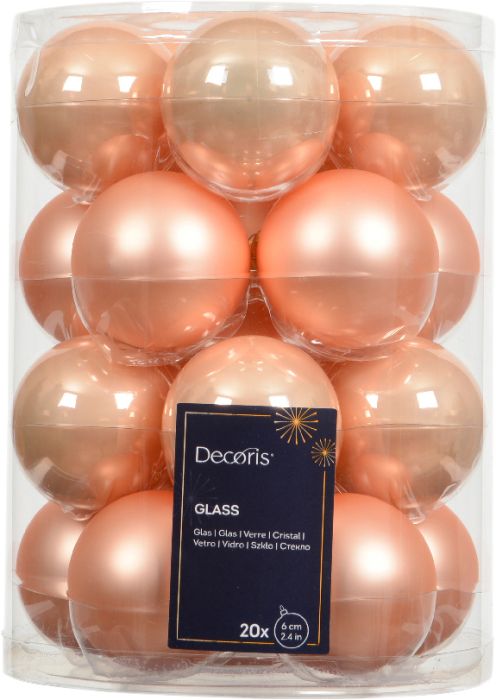 Lasipallolajitelma 20 kpl 6 cm persikka