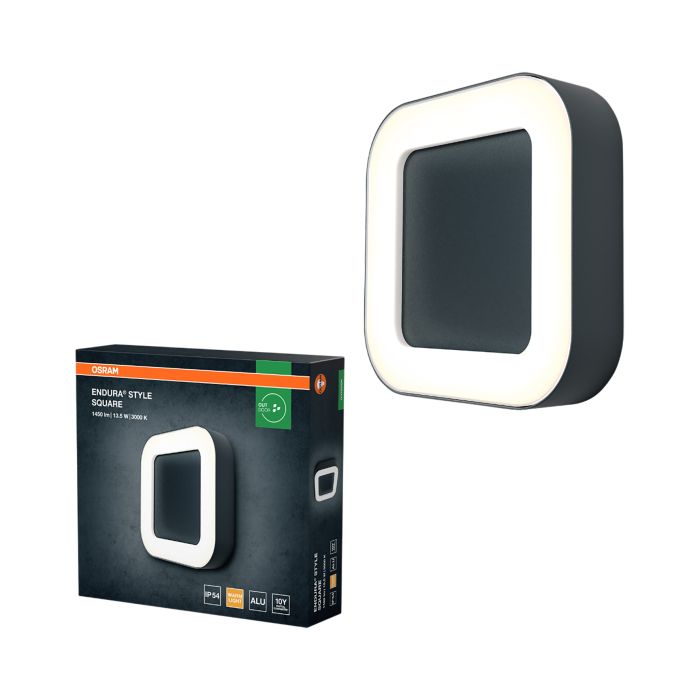 LED-ulkoseinävalaisin Osram Endura Style Square tummanharmaa 20,2 x 20,2 cm IP54