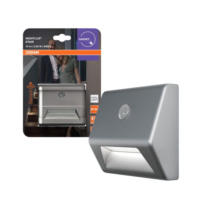 Liiketunnistinvalaisin Osram Nightlux Stair hopea 8,4 x 7,3 cm IP54