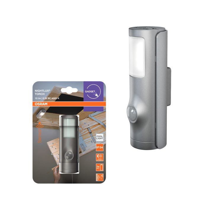 Liiketunnistinvalaisin Osram Nightlux Torch hopea 3,8 x 2,8 x 12,8 cm IP54