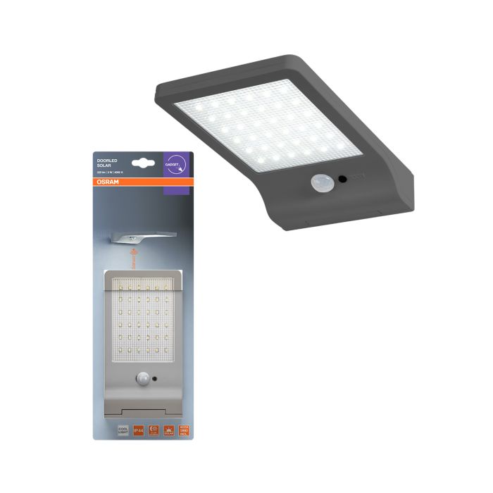 Liiketunnistinvalaisin Osram Doorled Solar hopea 19,2 x 11 cm IP44