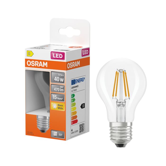 LED-lamppu Osram Star Classic A40 E27 3,4 W 470 lm 2700 K kirkas 1 kpl/pkt