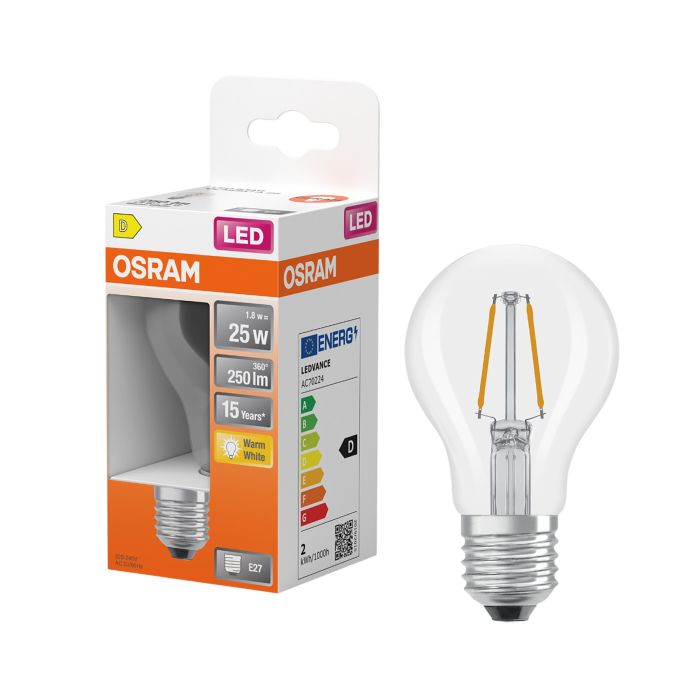 LED-lamppu Osram Star Classic A25 E27 1,8 W 250 lm 2700 K kirkas 1 kpl/pkt