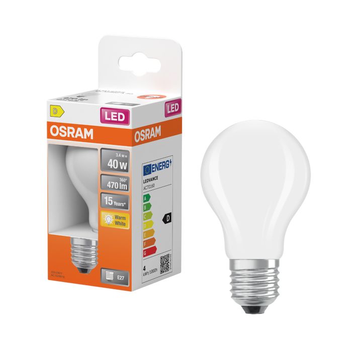 LED-lamppu Osram Star Classic A40 E27 3,4 W 470 lm 2700 K opaali 1 kpl/pkt