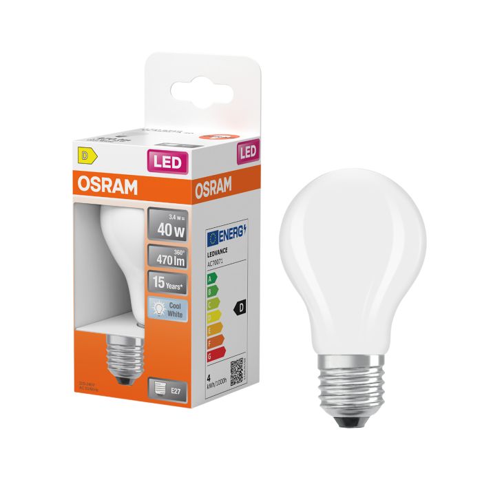LED-lamppu Osram Star Classic A40 E27 3,4 W 470 lm 4000 K opaali 1 kpl/pkt