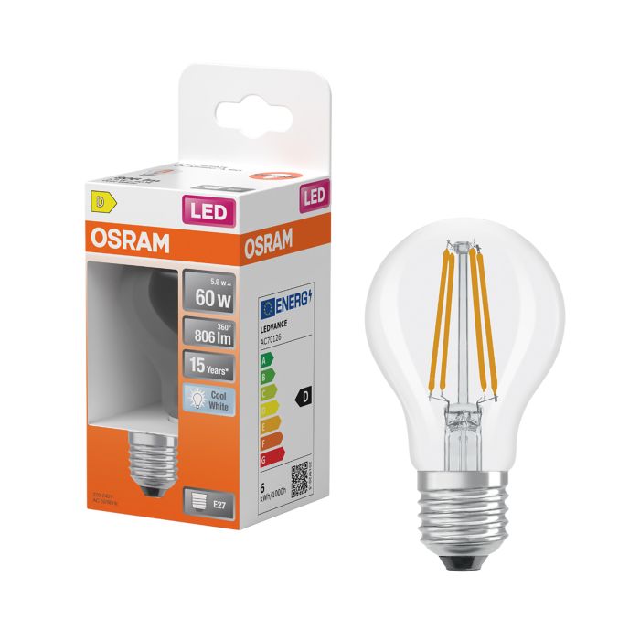 LED-lamppu Osram Star Classic A60 E27 5,9 W 806 lm 4000 K kirkas 1 kpl/pkt