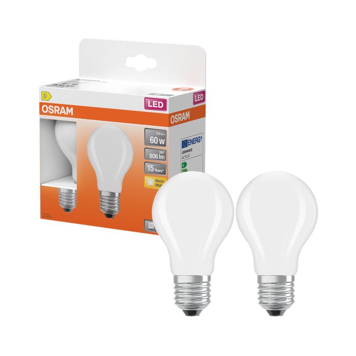 LED-lamppu Osram Star Classic A60 E27 5,9 W 806 lm 2700 K opaali 2 kpl/pkt