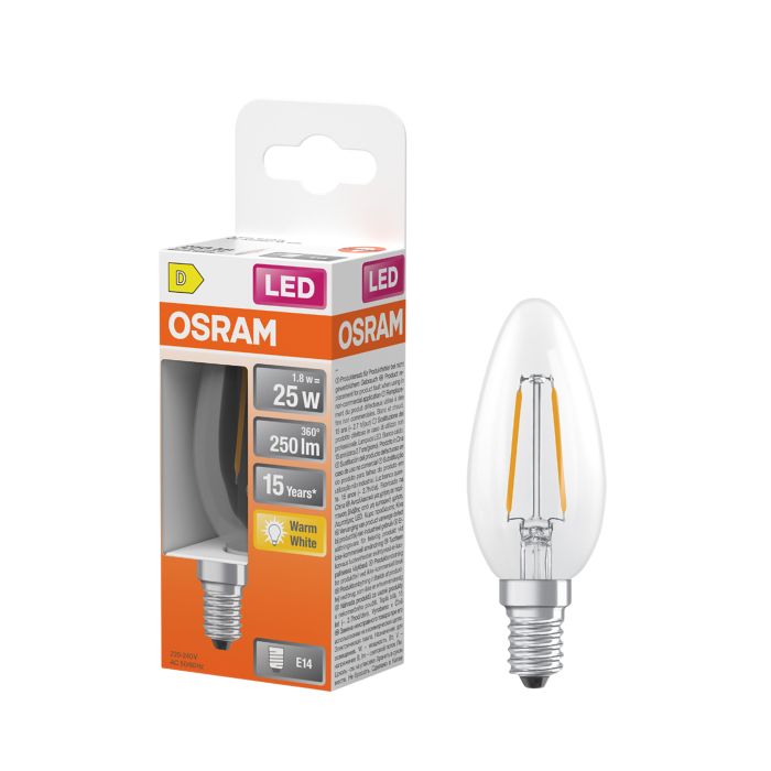 LED-lamppu Osram Star Classic B25 E14 1,8 W 250 lm 2700 K kirkas 1 kpl/pkt