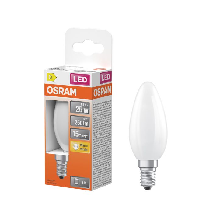 LED-lamppu Osram Star Classic B25 E14 1,8 W 250 lm 2700 K opaali 1 kpl/pkt