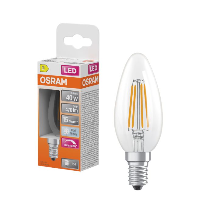 LED-lamppu Osram Star Classic B40 DIM E14 3,4 W 470 lm 4000 K kirkas 1 kpl/pkt