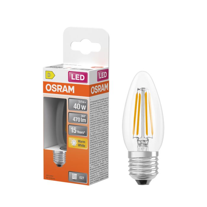 LED-lamppu Osram Star Classic B40 E27 3,4 W 470 lm 2700 K kirkas 1 kpl/pkt