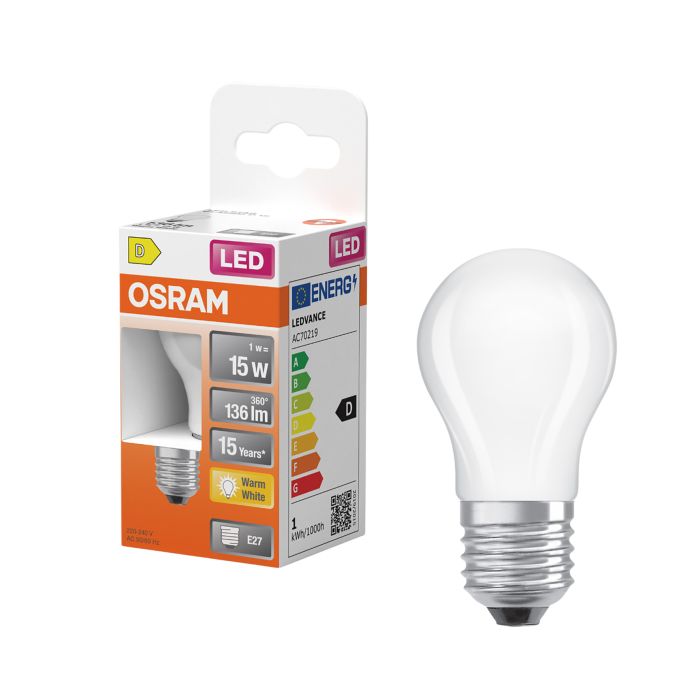 LED-lamppu Osram Star Classic P15 E27 1 W 136 lm 2700 K opaali 1 kpl/pkt