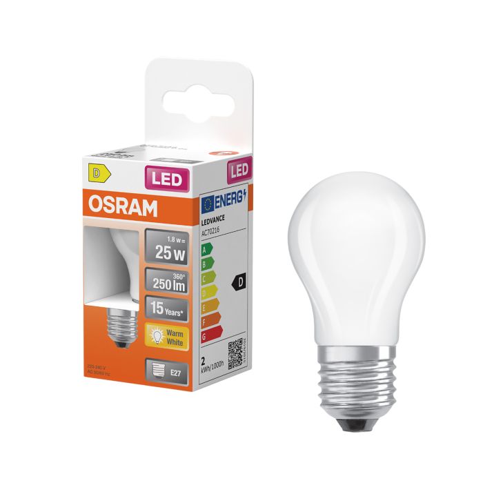 LED-lamppu Osram Star Classic P25 E27 1,8 W 250 lm 2700 K opaali 1 kpl/pkt