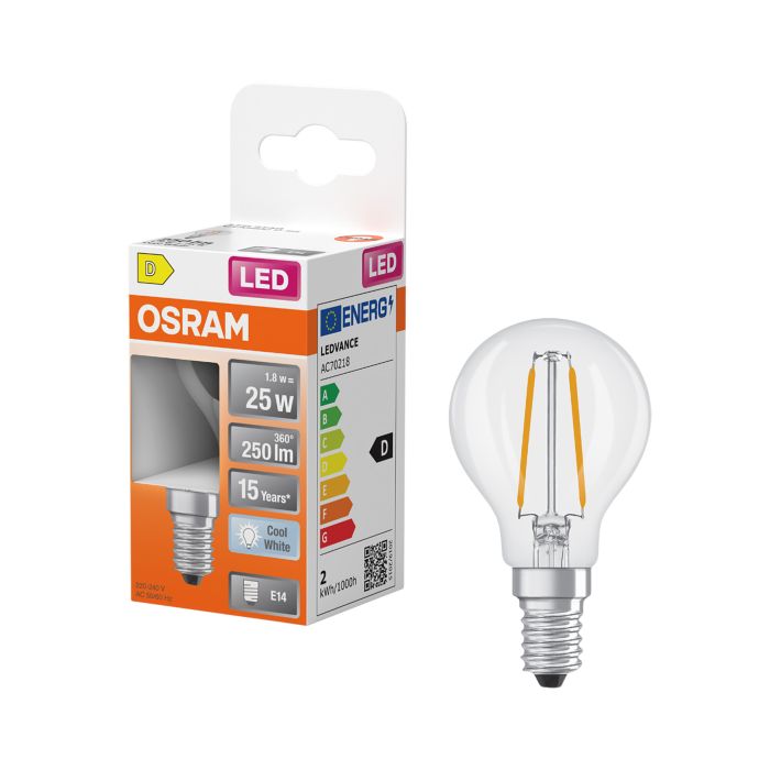 LED-lamppu Osram Star Classic P25 E14 1,8 W 250 lm 4000 K kirkas 1 kpl/pkt