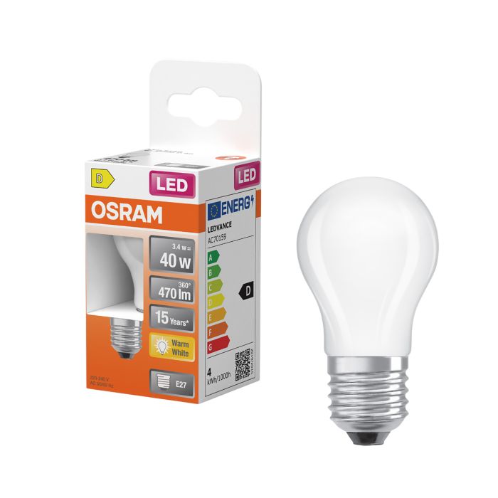 LED-lamppu Osram Star Classic P40 E27 3,4 W 470 lm 2700 K opaali 1 kpl/pkt