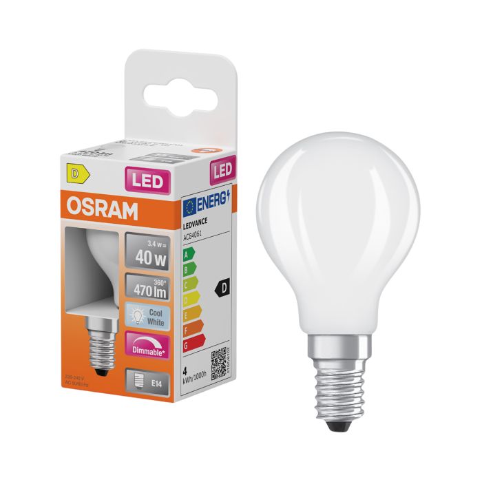 LED-lamppu Osram Star Classic P40 DIM E14 3,4 W 470 lm 4000 K opaali 1 kpl/pkt