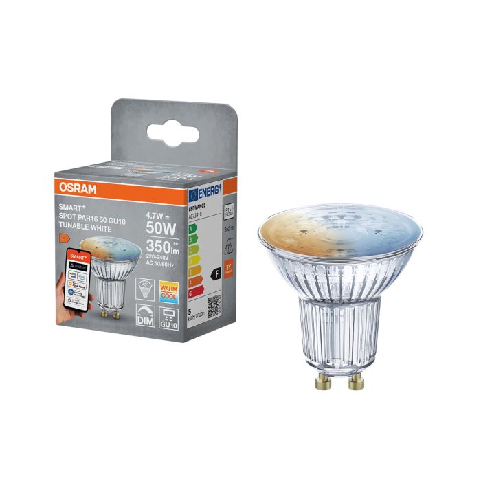 LED-lamppu Osram Smart+ WiFi DIM GU10 4,7 W 350 lm TW 2700–6500 K 1 kpl/pkt