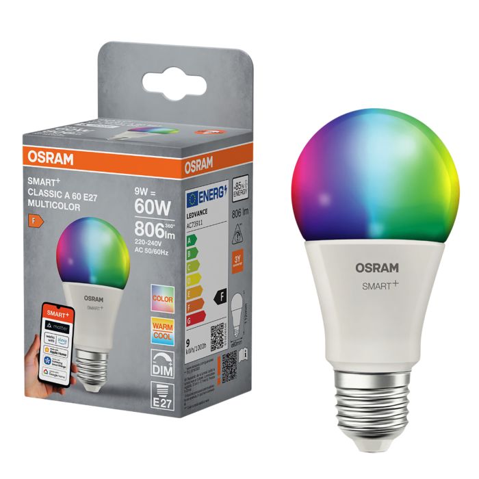 LED-lamppu Osram Smart+ WiFi E27 9 W 806 lm RGBW 2700-6500 K 1 kpl/pkt