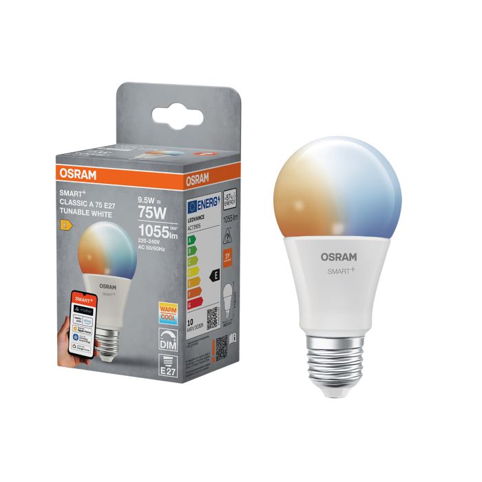 LED-lamppu Osram Smart+ WiFi E27 9,5 W 1055 lm TW 2700–6500 K 1 kpl/pkt