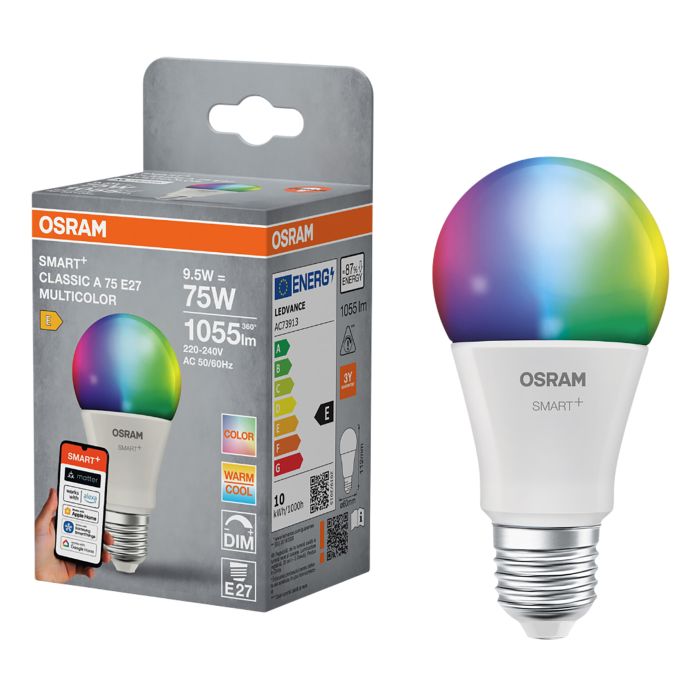 LED-lamppu Osram Smart+ WiFi E27 9,5 W 1055 lm RGBW 2700-6500 K 1 kpl/pkt