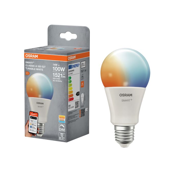 LED-lamppu Osram Smart+ WiFi E27 14 W 1521 lm TW 2700–6500 K 1 kpl/pkt