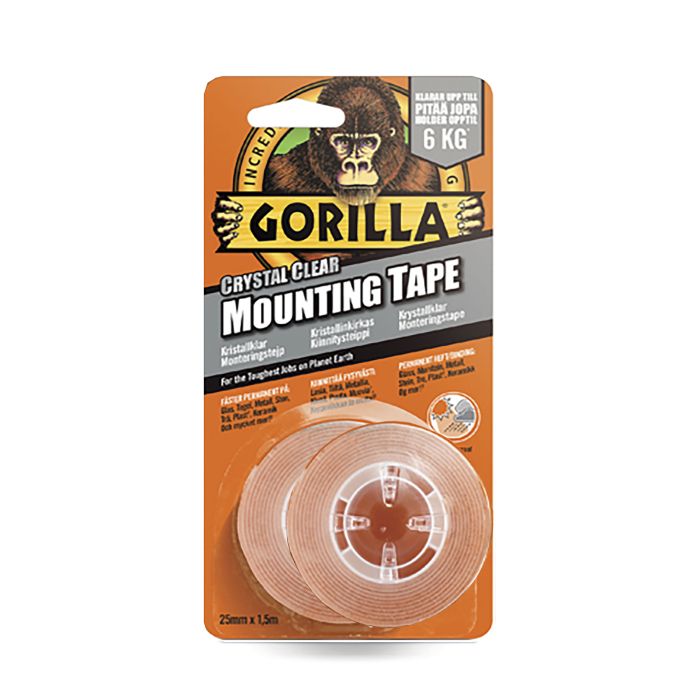 Kiinnitysteippi Gorilla Mounting Tape Twin Pack 25 mm x 1,5 m