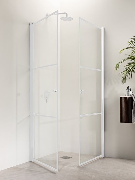 Suihkukulma Vihtan Ruutu 3+3 valkoinen/kirkas 90 x 90 x 203,5 cm