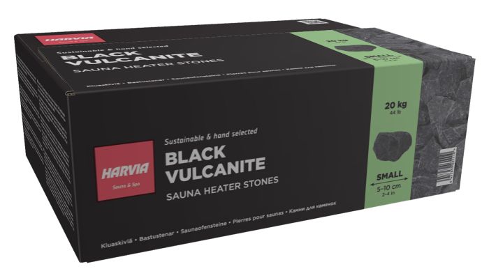 Kiuaskivet Harvia musta vulkaniitti 20 kg Ø 5–10 cm