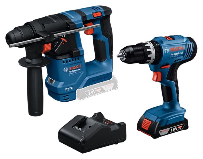 Akkukonesarja Bosch GSB 18V-25 + GBH 18V-18 Professional
