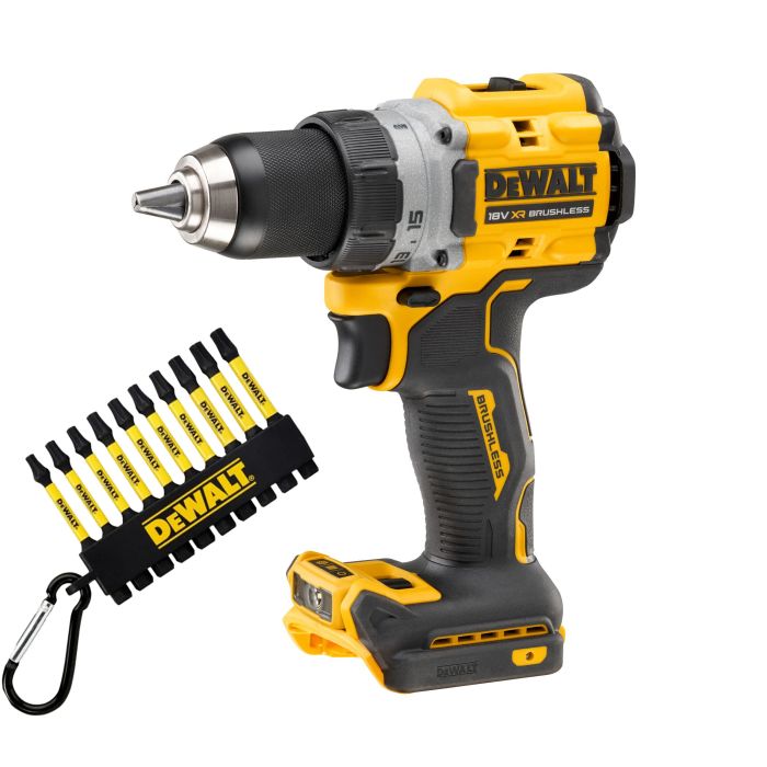 Setti: Akkuporakone DeWalt DCD800NT-XJ + Ruuvikärkisarja Dewalt DT7275 10-os.